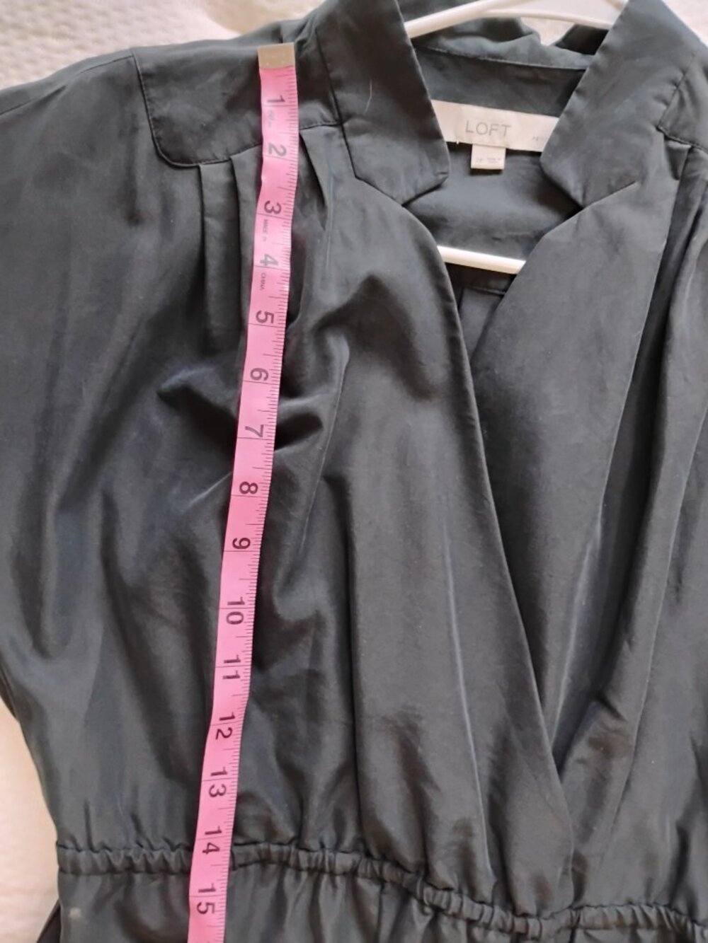 LOFT Black Wrap Dress โ Short Sleeve, Tie Waist, V-Neck - Picture 7 of 10
